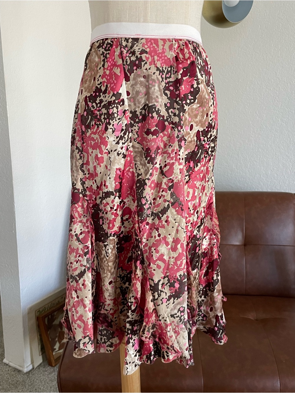 Y2K Tom K Nguyen Boho Twee Silk Printed Skirt